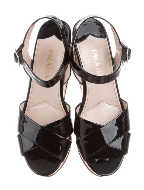 prada neon patent leather wedge sandals|Prada sandals for sale.